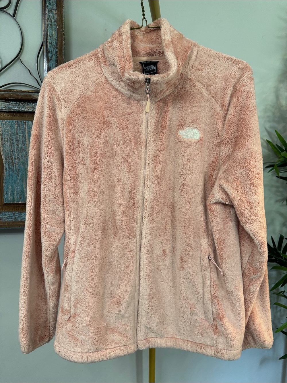 The North Face Women's Plush Zip-Up Teddy Jacket in Blush